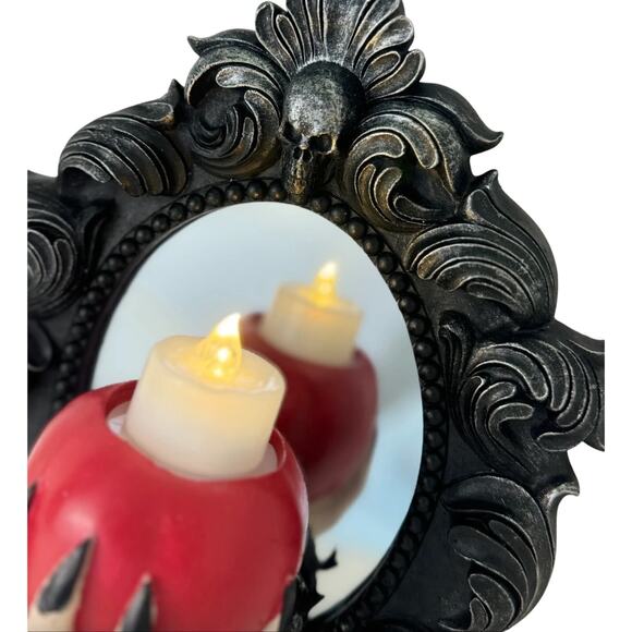 Spooky Night LED Lighted Witch Hand With Poison Apple Mirror Halloween Decor NEW - Picture 5 of 11